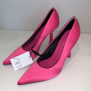 Zara Satin Pointed Stiletto Heels‎